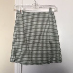 Green plaid pencil school girl skirt